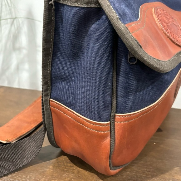 Duluth Pack Field Satchel Blue Canvas Brown Leather Trim Messenger Crossbody - Picture 7 of 11